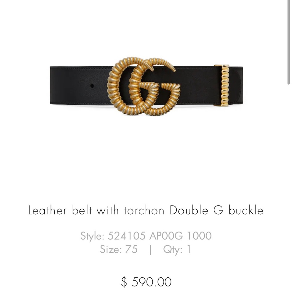 Gucci Black Leather Belt with Gold Torchon GG Buckle